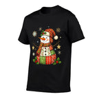 Snow Man Quilt Christmas Pajama Funny Family  High-quality Stitching T-Shirt