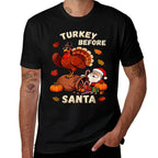 Fun Turkey Before Santa Funny Thanksgivings Christmas  Polyester Blend T-Shirt