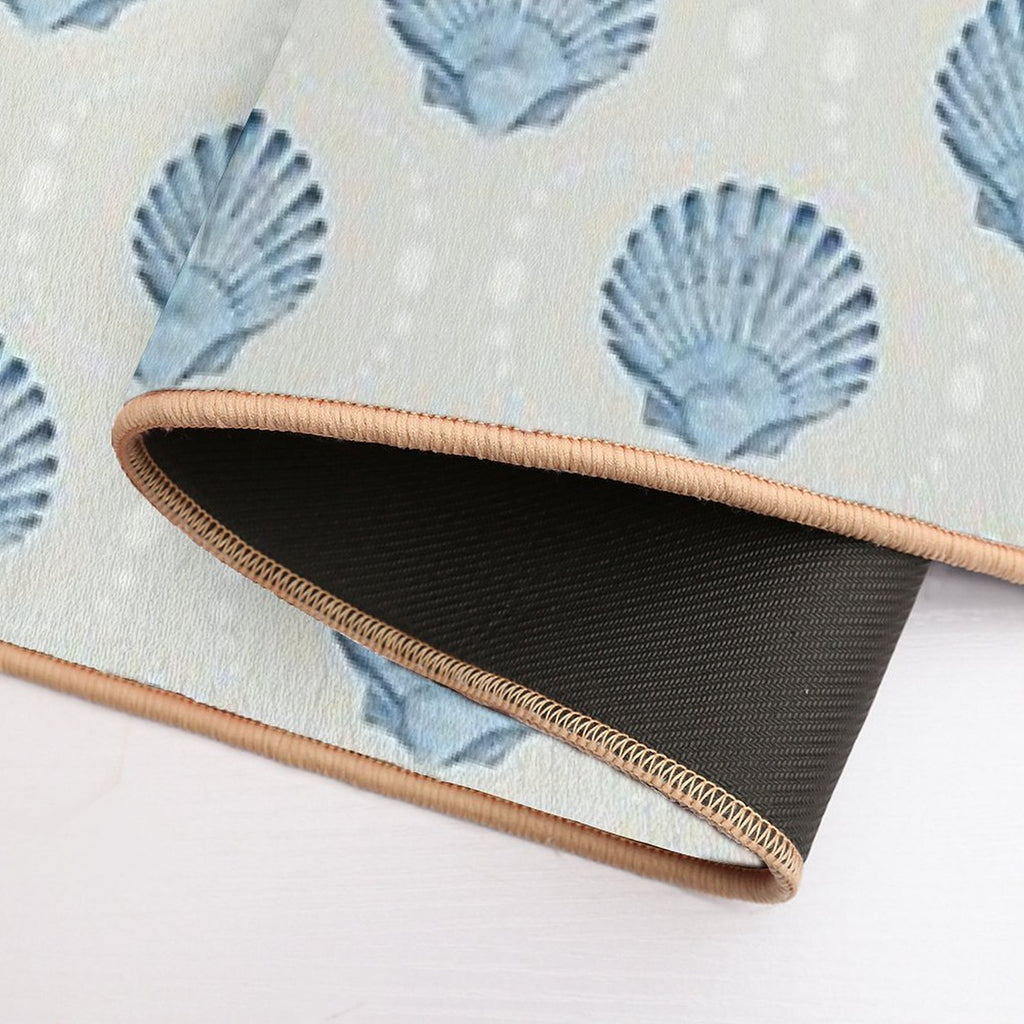 Scallops And Spots Neutral And Blue  Toxin-Free Bath Mat