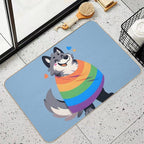 Comfy Womfy Furry Pride Wolf LGBTQ Rainbow Durable Bath Mat