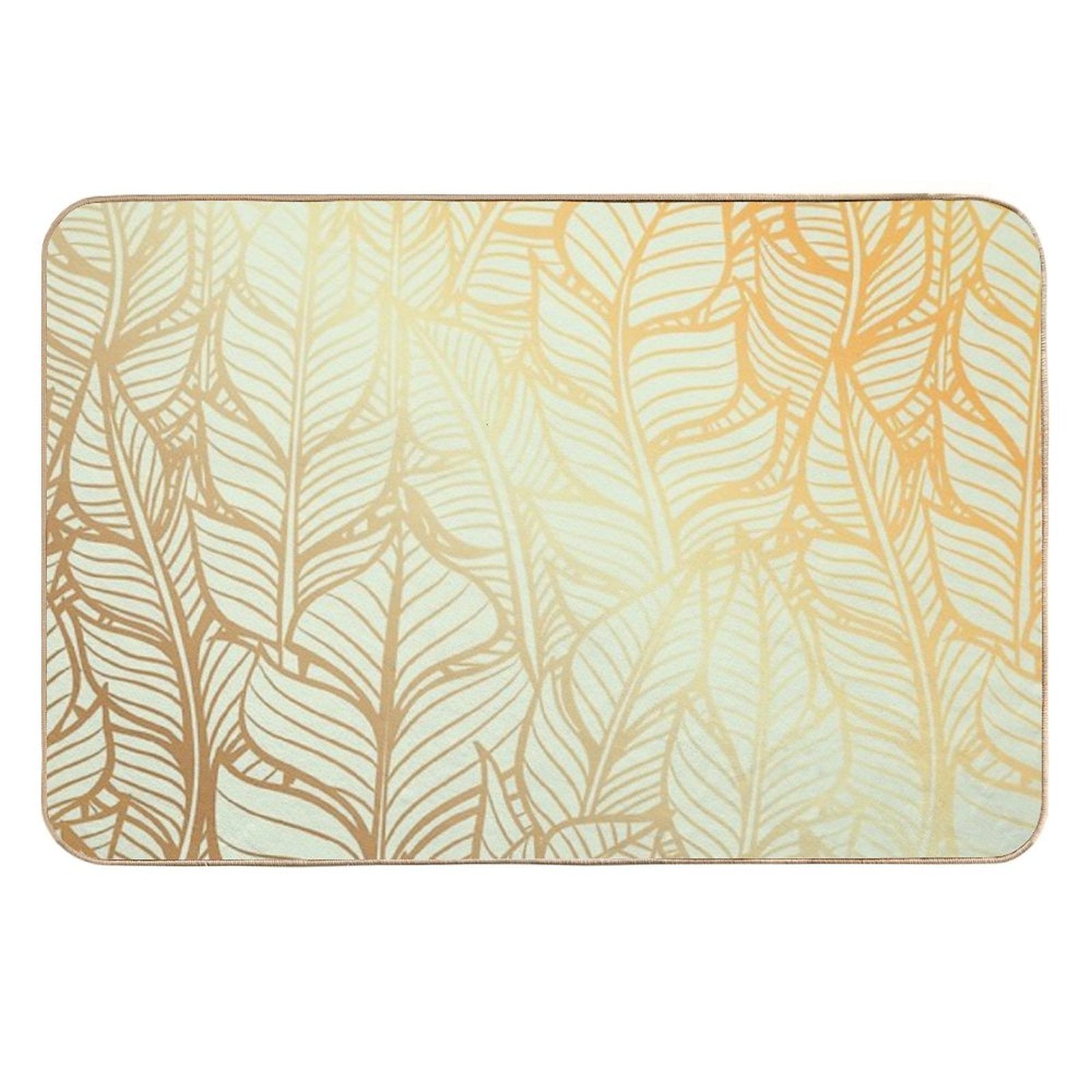 Bohemian Gold Feathers Illustration With White Shimmer  Anti-Trip Bath Mat