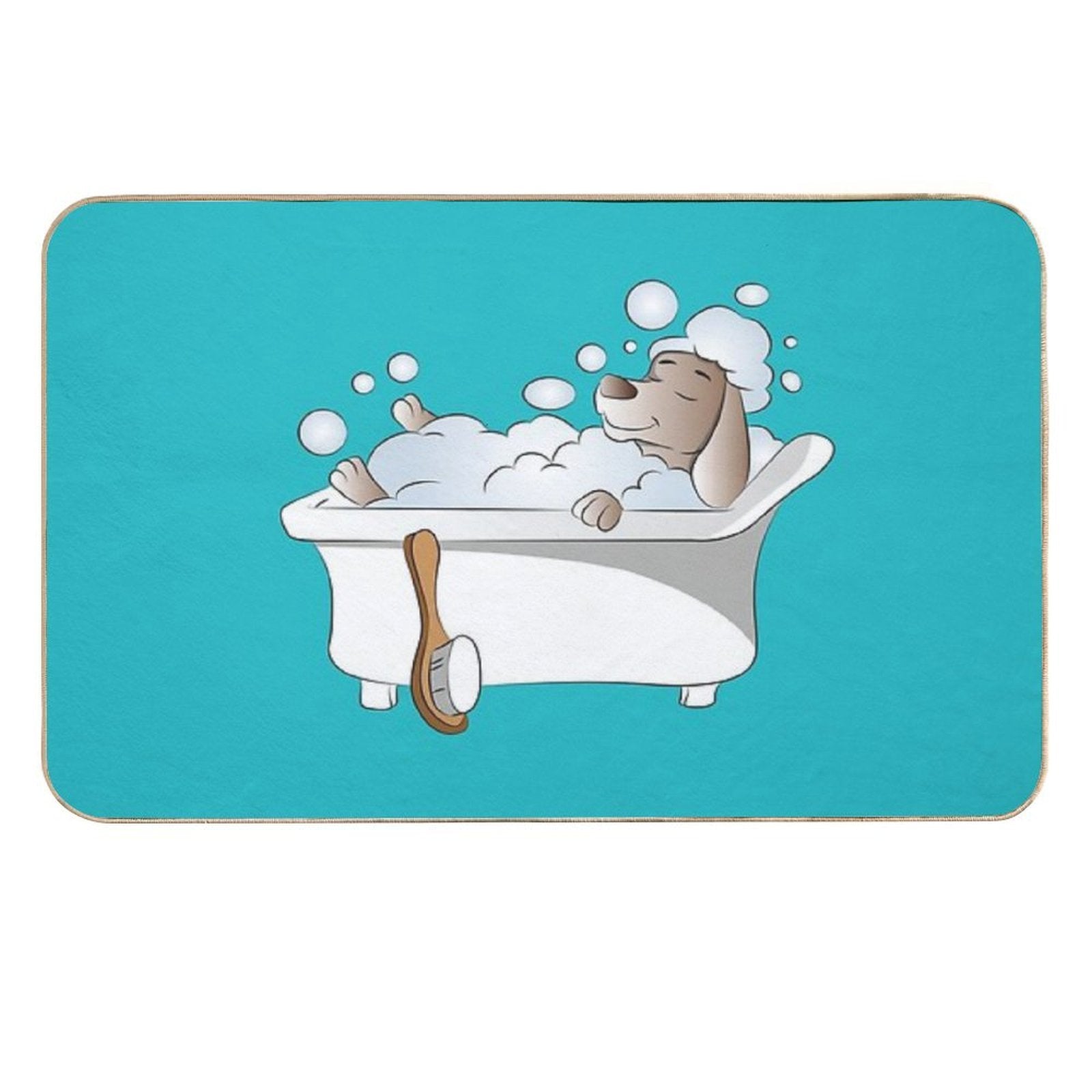 Dog Taking A Bubble Bath  Dirt-Trapping Bath Mat