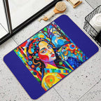 A Woman And A Leopard.  Fade-Resistant Bath Mat