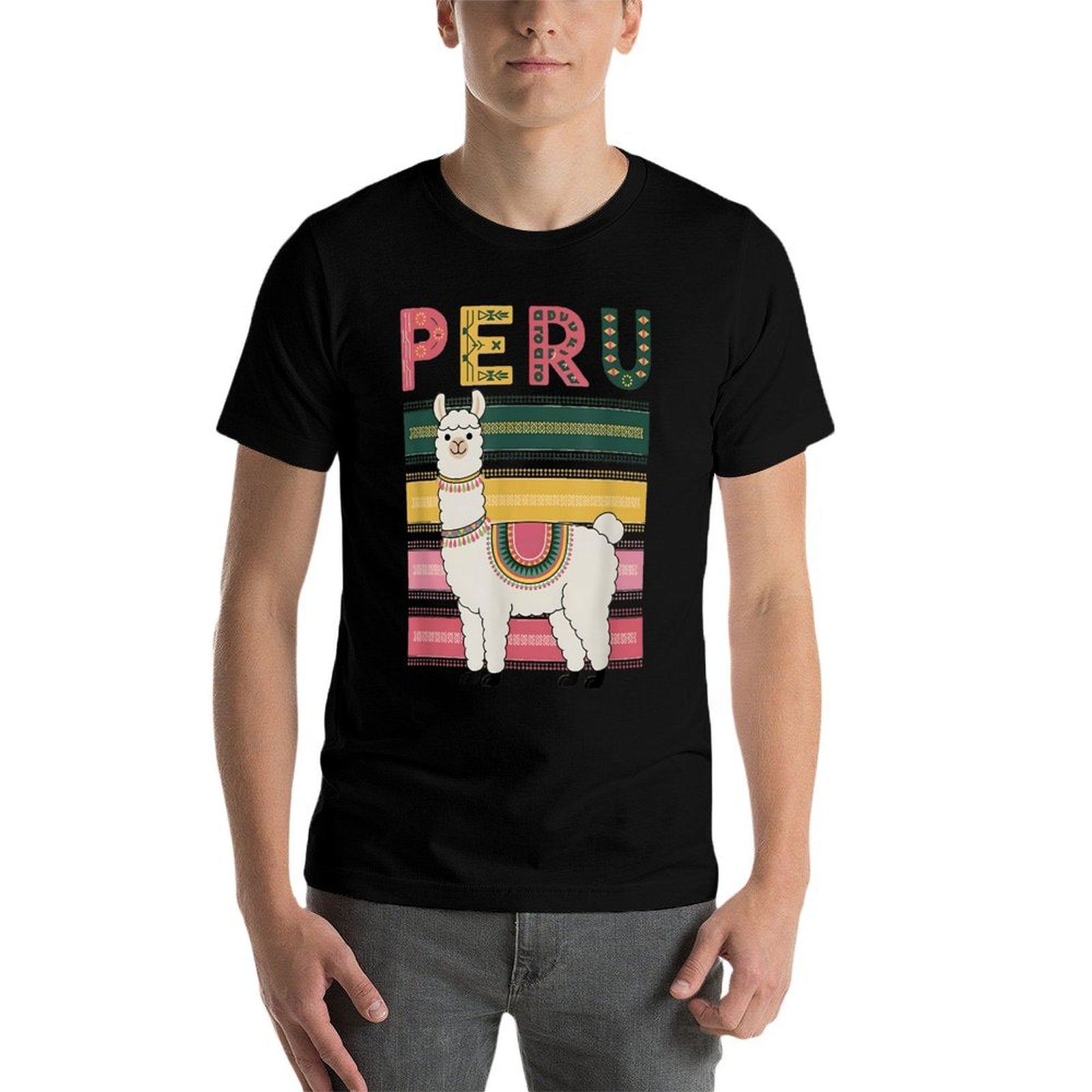Cute Peruvian Llama from Peru - Fun Peru Design  Oversized Silhouette T-Shirt