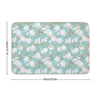 Botanical Seamless Pattern Blooming Flower Magnolia  Repositionable Bath Mat