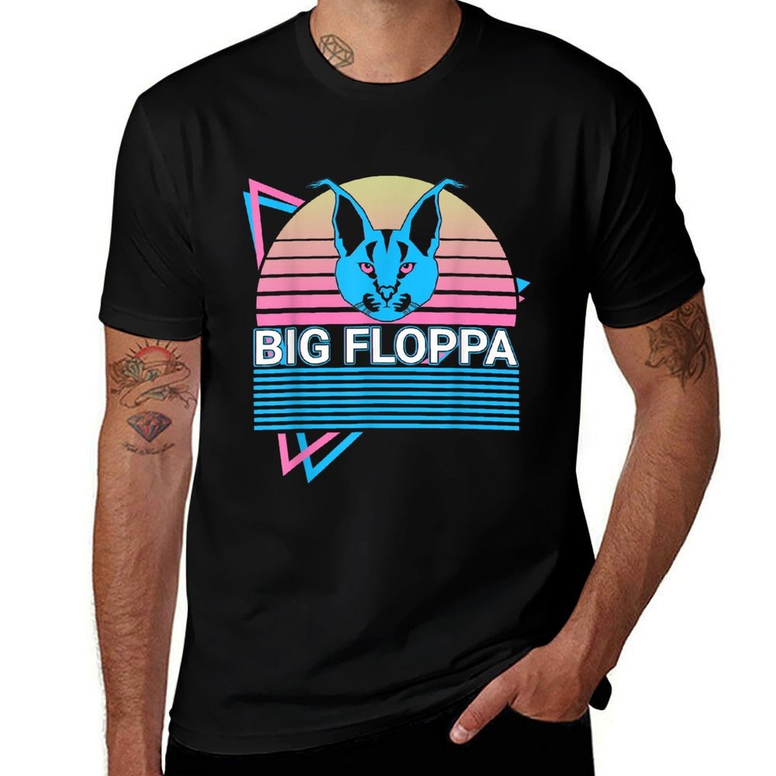 Big Floppa Caracal Cat Meme Retro Men Women Girls Kids  Breathable T-Shirt