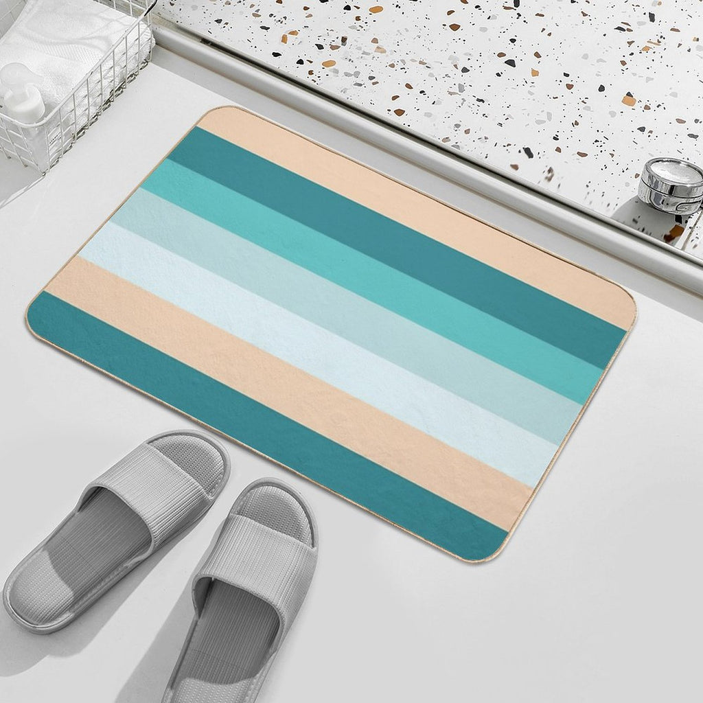 Beach Waves Color Palette, Blue Tones  Long-Lasting Bath Mat