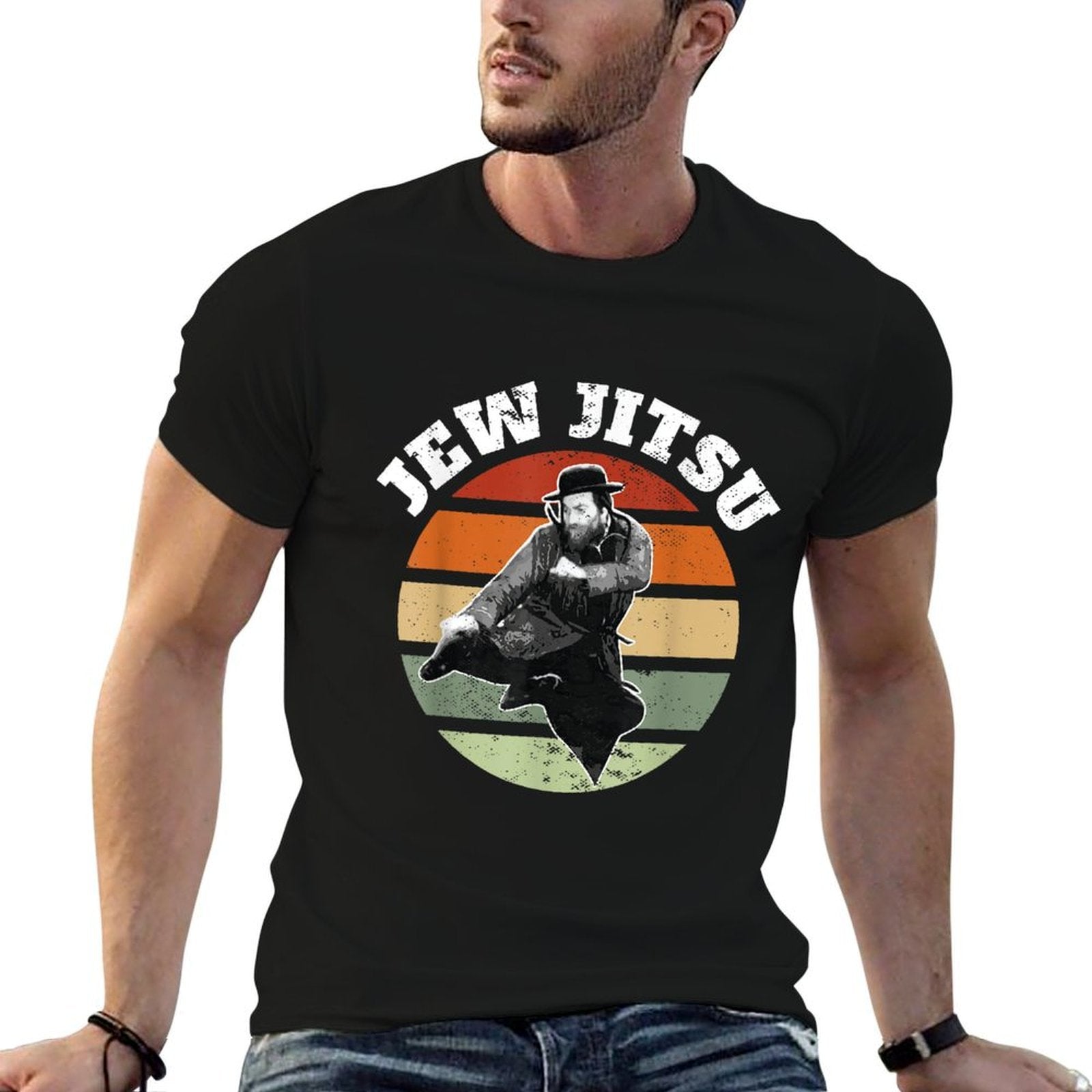 Jew Jitsu Funny Jewish Rabbi Martial Arts BJJ Jiu Jitsu  Graphic-printed T-Shirt