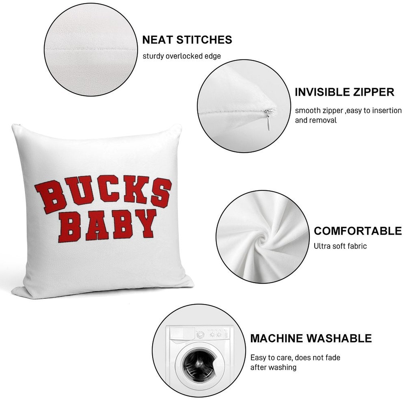 Bucks Baby Soft Reinforced Edging Throw Pillow