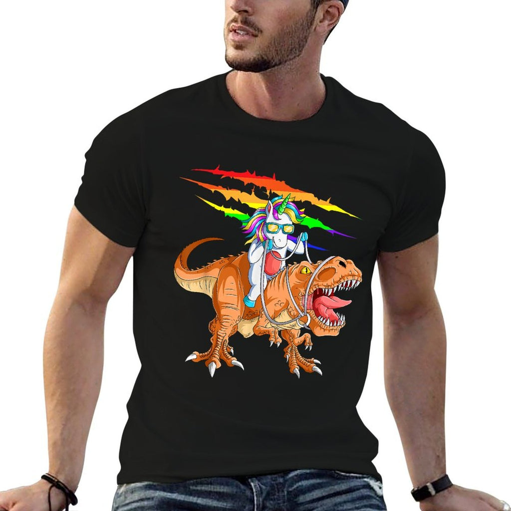 Unicorn Riding T-Rex Dinosaur For Kids Boys Girls Men Women  Soft T-Shirt