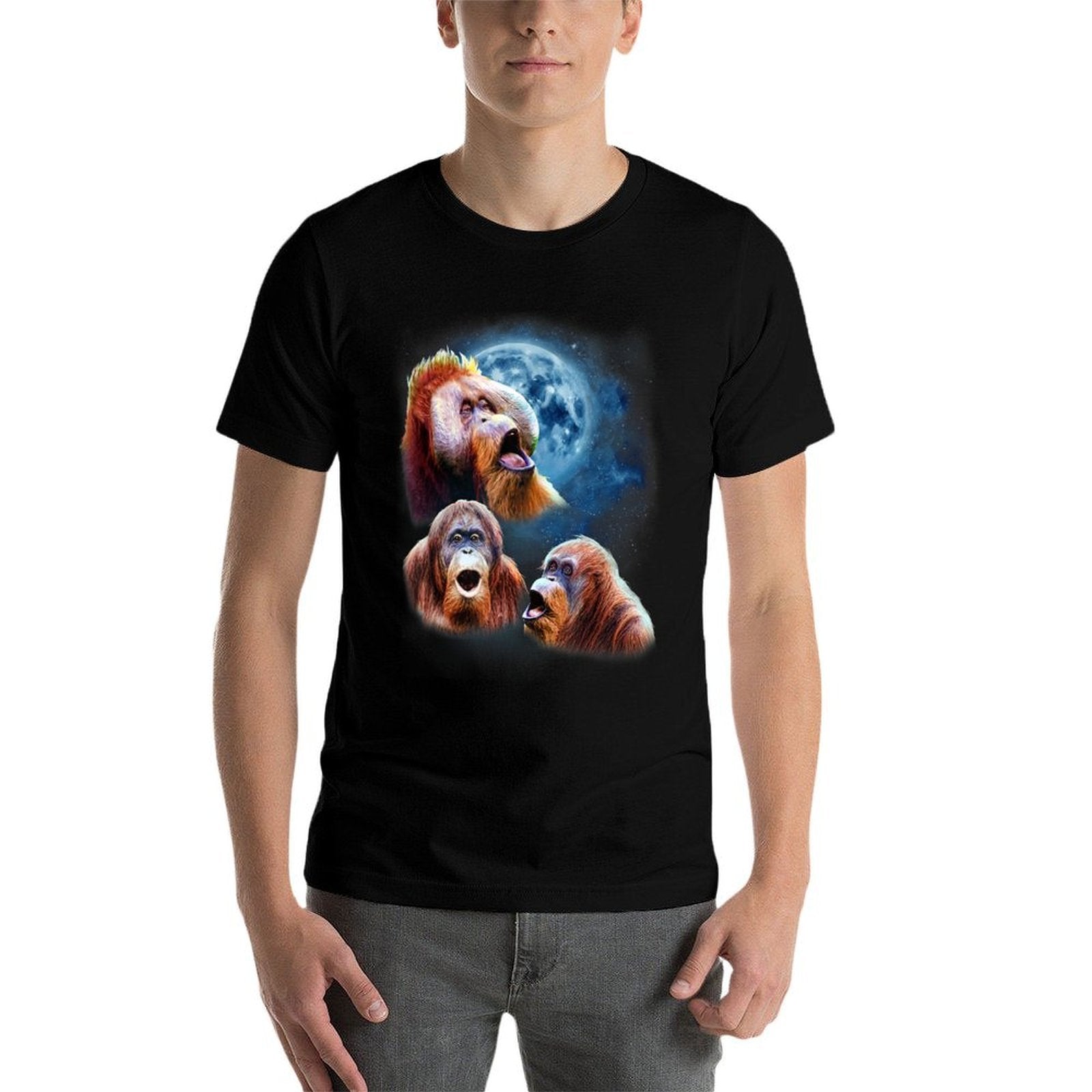 Funny Orangutan - Orangutans Howling at The Moon  Summer-ready Fabric T-Shirt