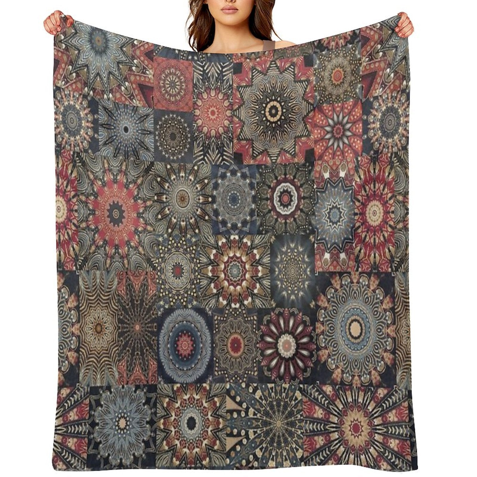 Dazzling Style Red And Golden Stars Pattern Easy Care Throw Blanket
