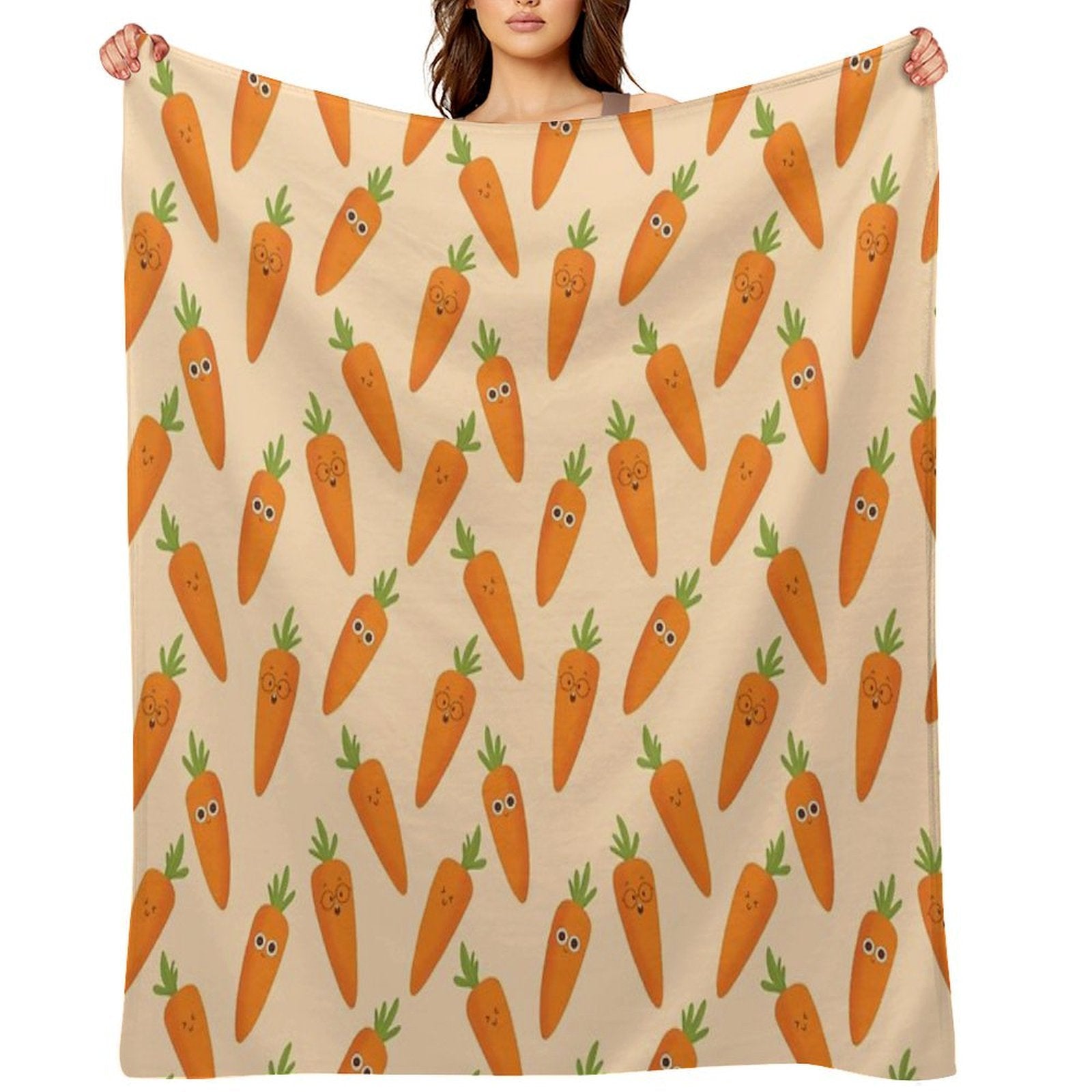 Happy Carrots Travel-friendly Throw Blanket