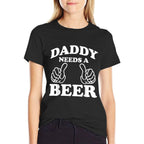 Mens Daddy Needs A Beer Funny Drinking Beer Lover  Oversized Silhouette T-Shirt