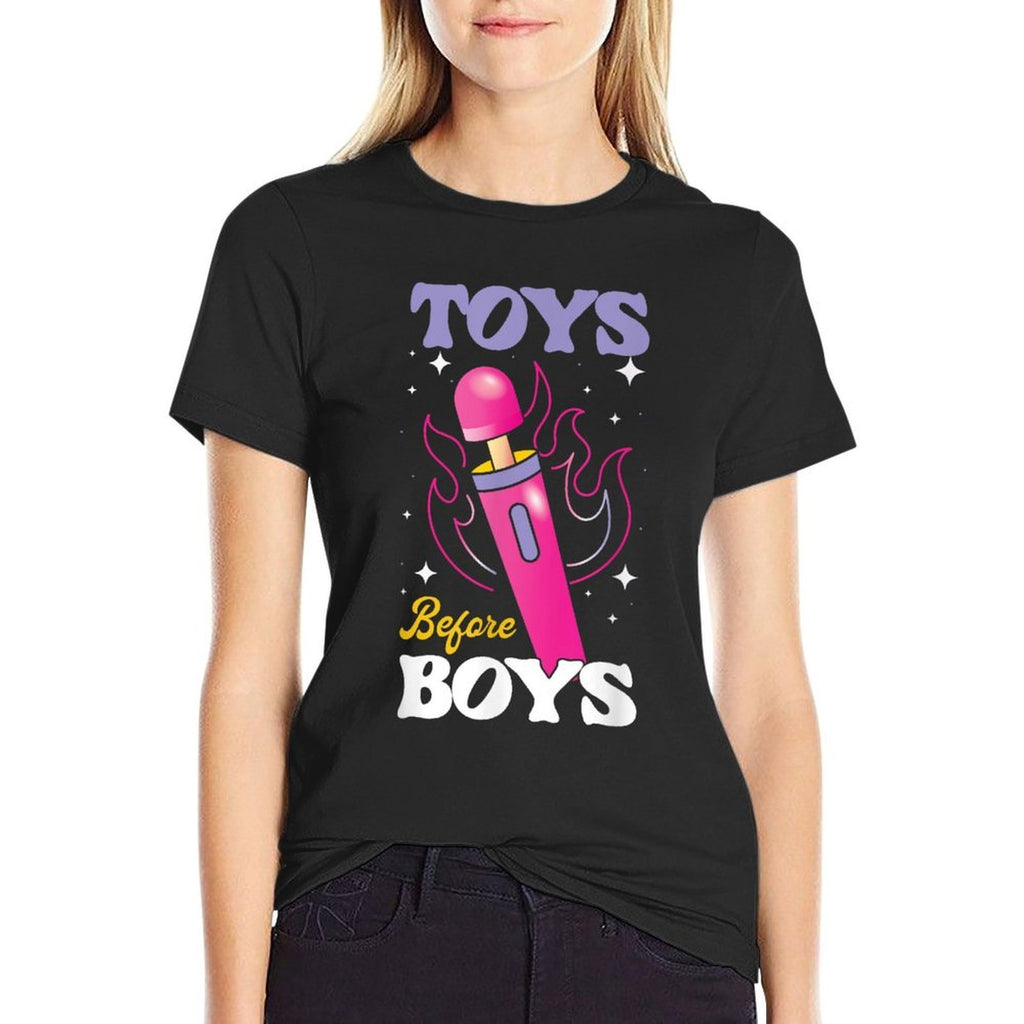 Funny Toy in Front of Boys  Humour for Adults  Rolled Sleeves T-Shirt