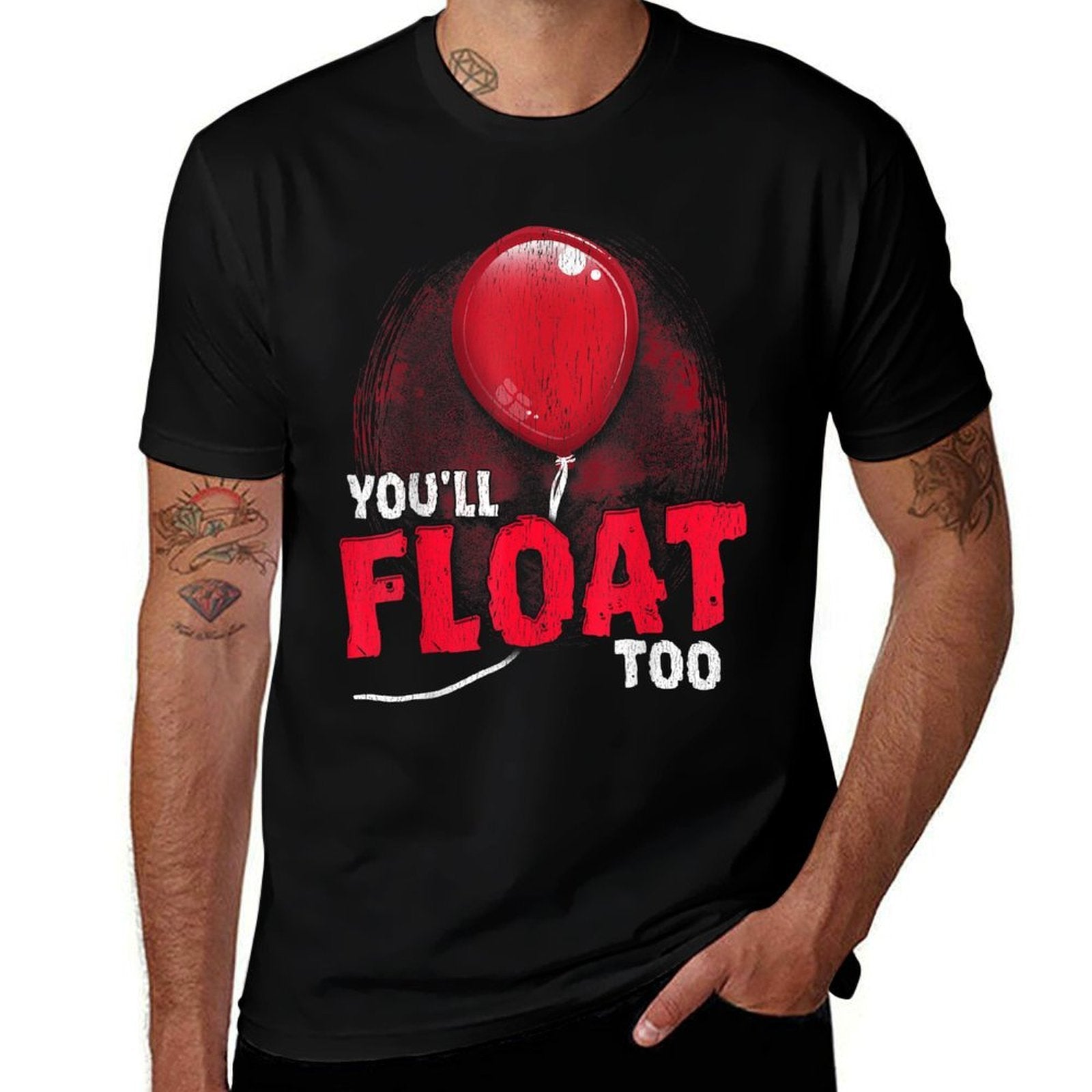 Horror Halloween Gifts Youll Float Too Halloween Horror - Unisex-Adults, Black, Small,  Wrinkle-resistant T-Shirt