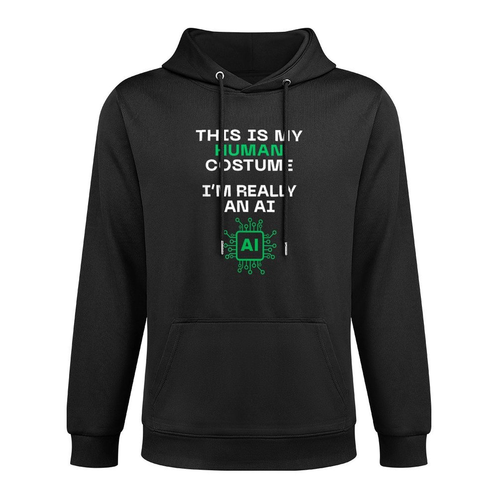 Funny This Is My Human Costume Im Really An AI Halloween Kangaroo Pocket Hoodie