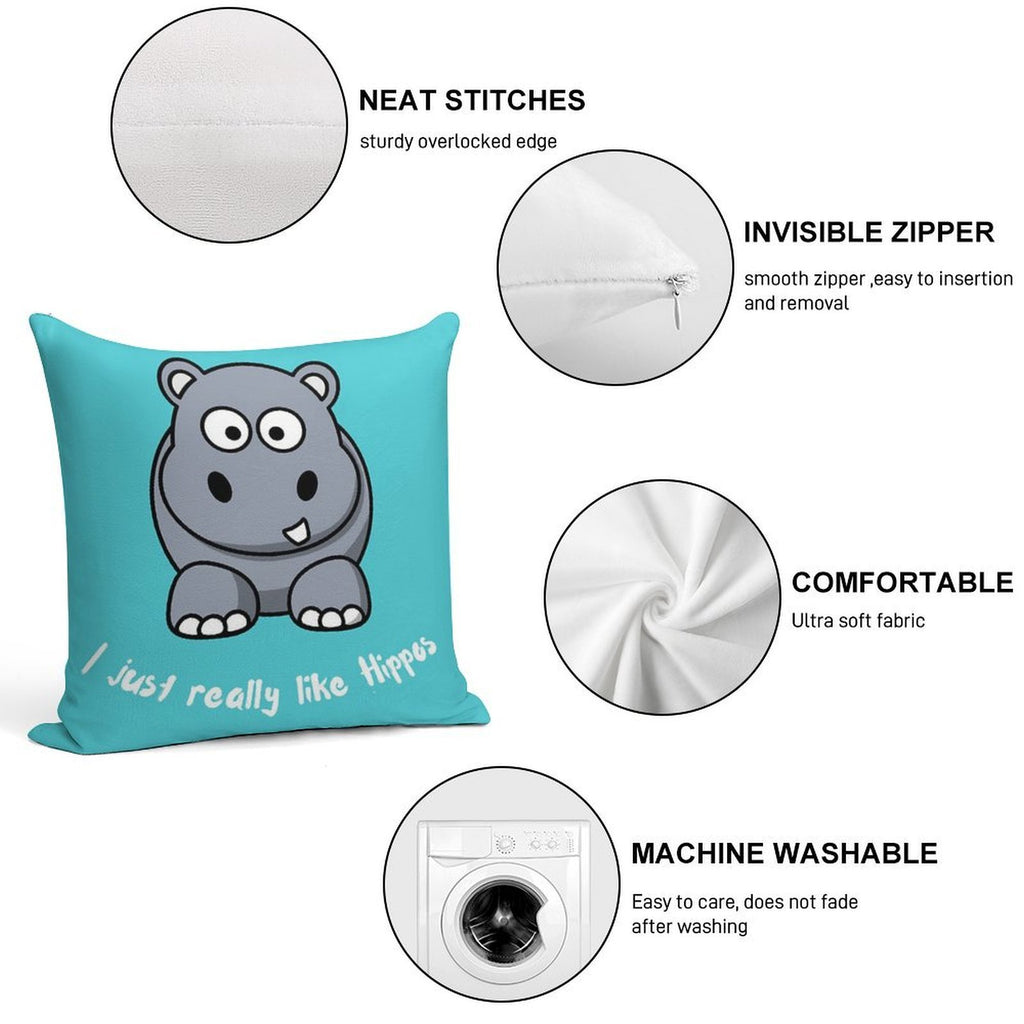 I Just Really Like Hippos Soft Anti-Pilling Throw Pillow