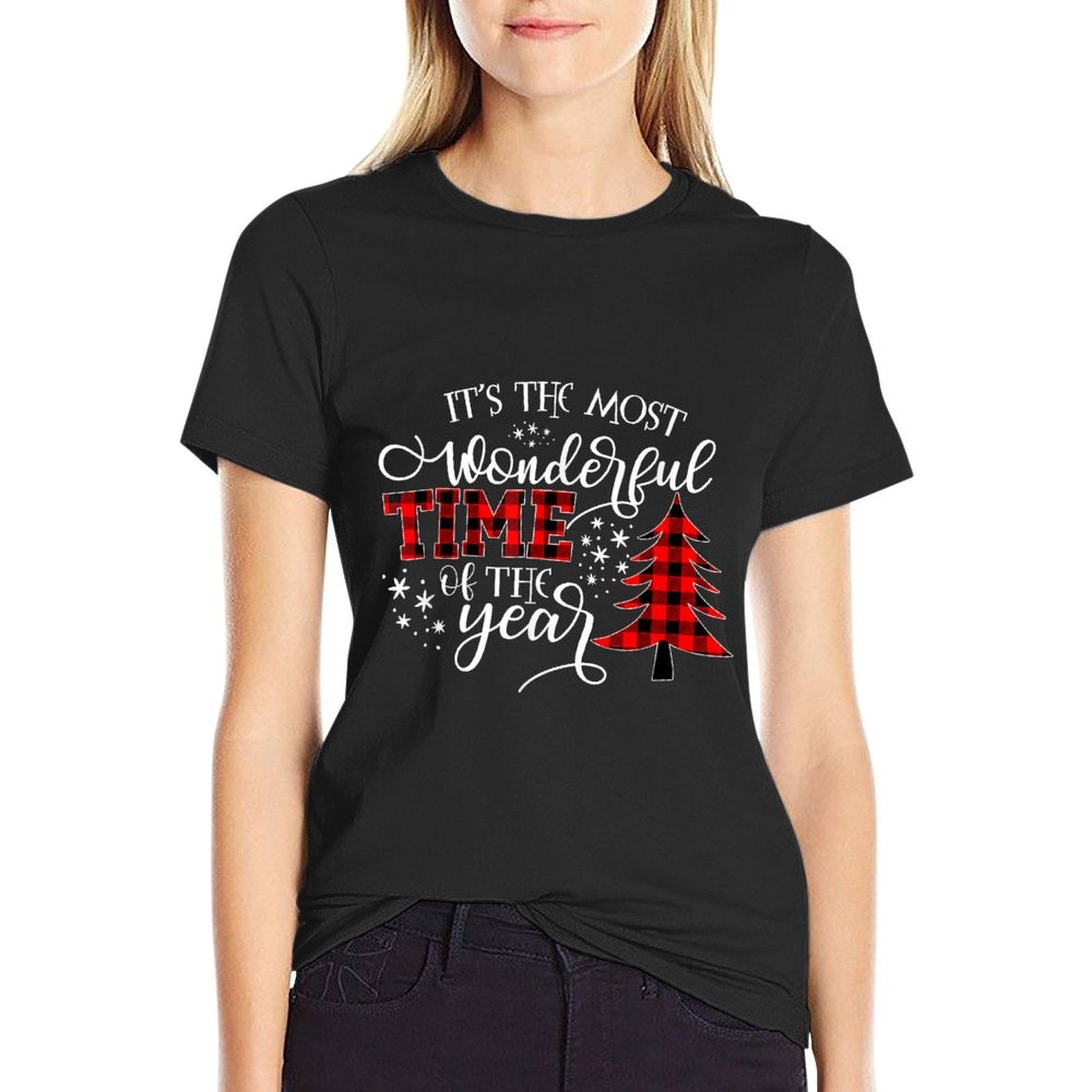 Its The Most Wonderful Time of The Year Red Christmas Tree  Cotton T-Shirt