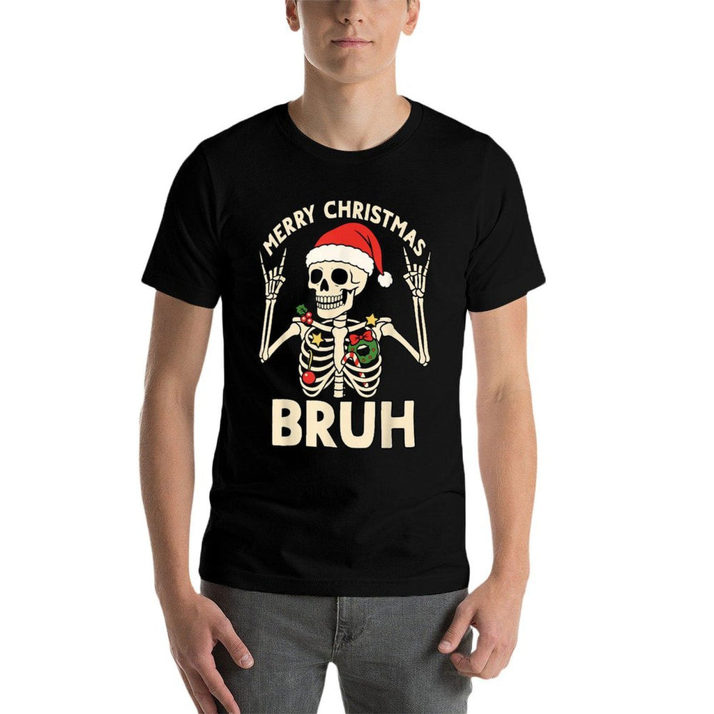 Christmas Bruh Rocker Skeleton Funny Xmas Men Women Kids  Slim-fit Cut T-Shirt