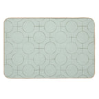Mint Green Polka Dot Minimalist Pattern. Pencil Sketch Circles And Grid. Modern Japandi  Anti-Trip Bath Mat