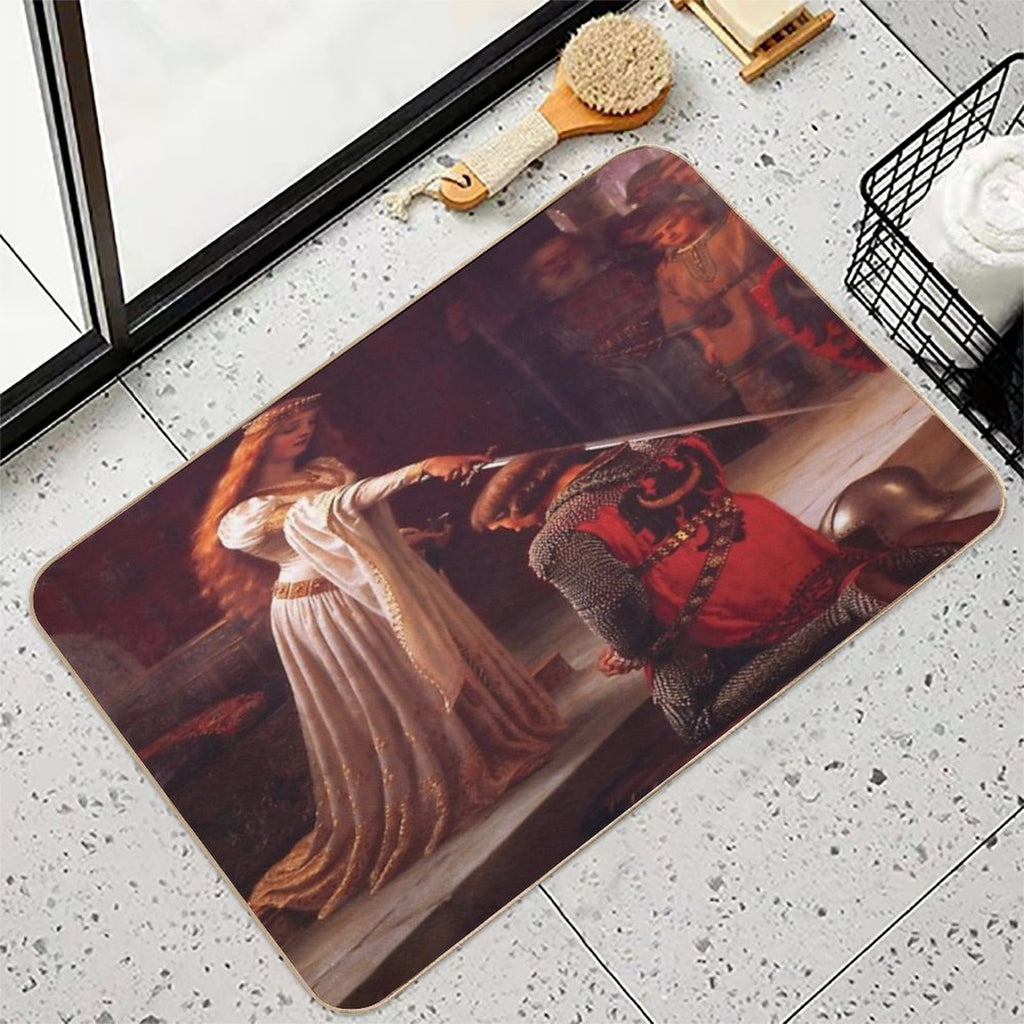 Accolade by Edmund Blair Leighton Medieval Knight Sword And Lady  Multi-Purpose Bath Mat