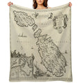 Vintage Malta Map Lightweight Throw Blanket