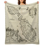 Vintage Malta Map Lightweight Throw Blanket