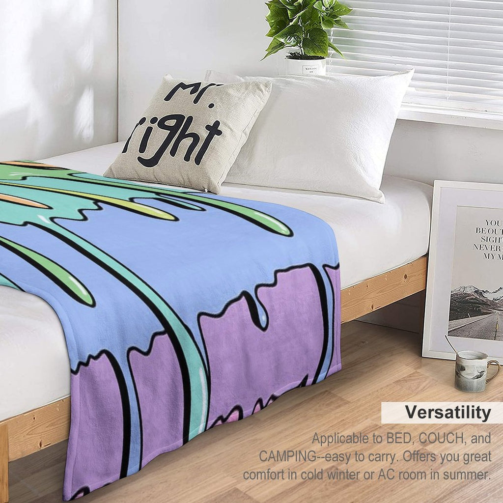 Slime Rainbow Kawaii Aesthetic Drippy Pattern Multi-functional Throw Blanket