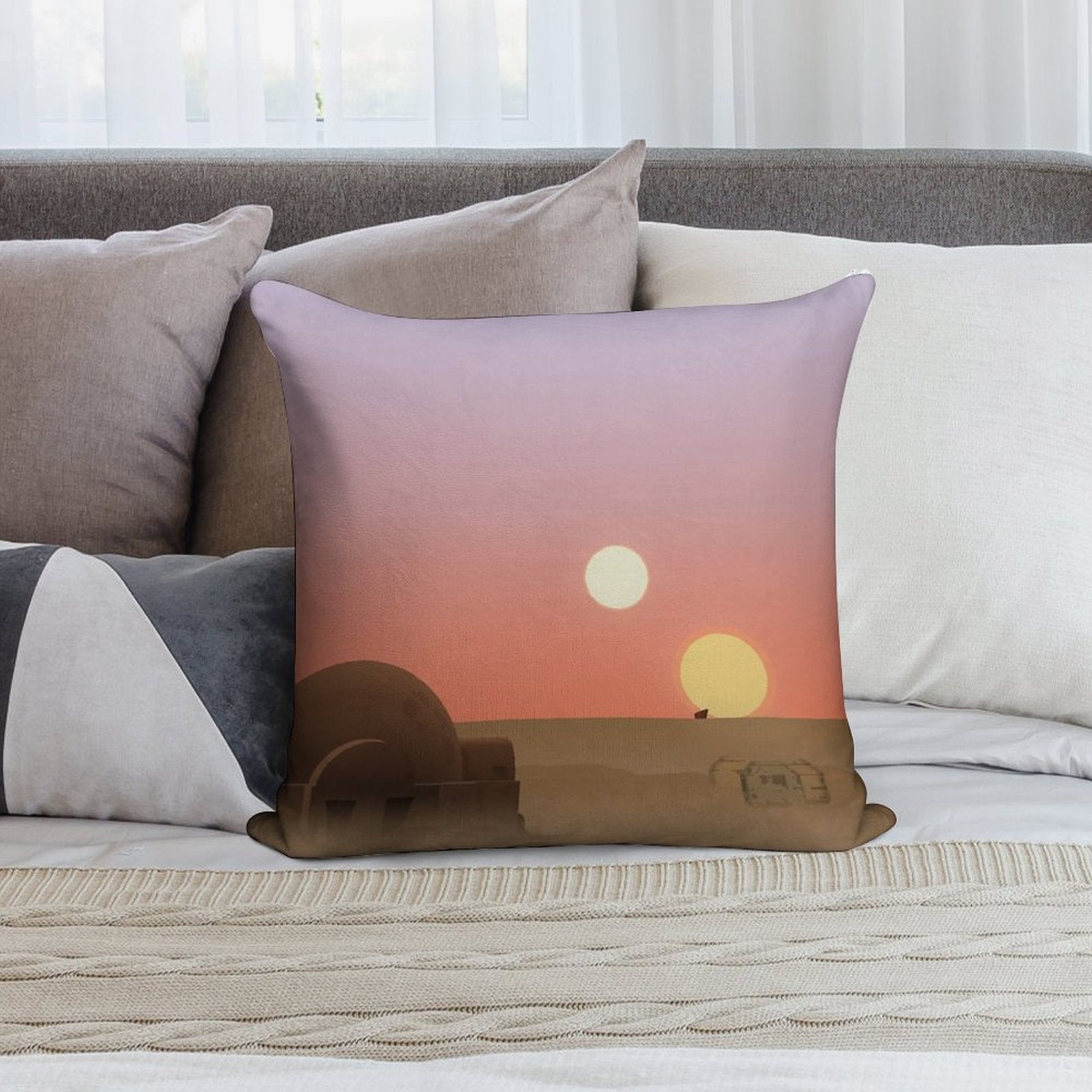 Tatooine Sunset Soft Hidden Zipper Throw Pillow