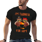 Thankful for Him Matching Thanksgiving Couple From Wife  Gf  Eco-friendly Material T-Shirt