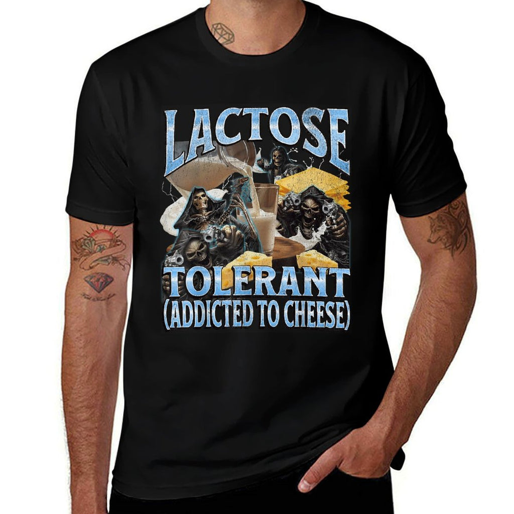 Lactose Tolerant Funny Hard Skeleton Meme Bootleg Graphic  Breathable T-Shirt