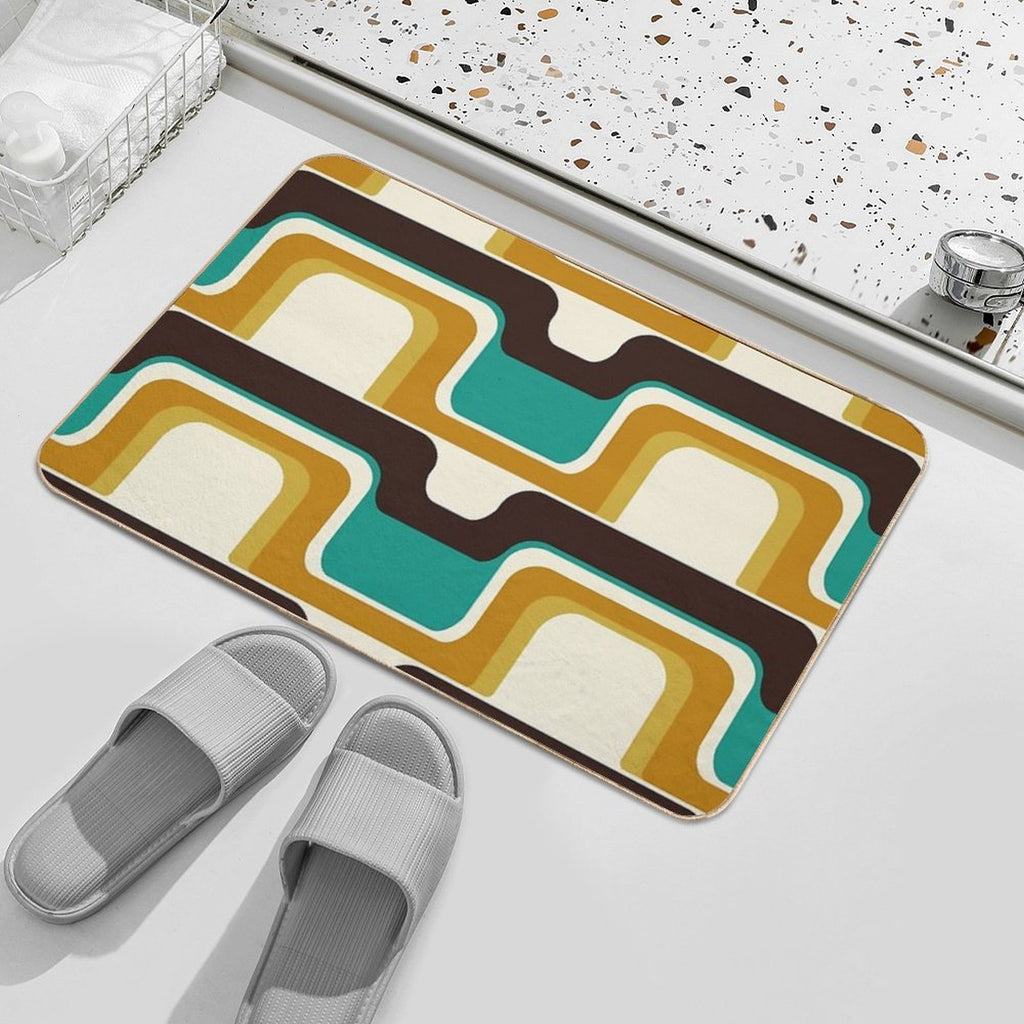 Mid-Century Modern Meets 1970s Teal  High-Traffic Bath Mat