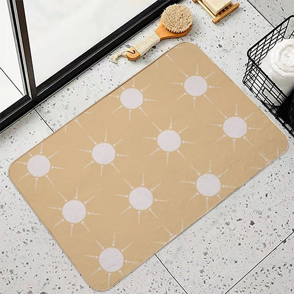 Pretty Polka Dots Sun Pattern Boho Aesthetic In Muted Colors Honey Yellow  Easy To Clean Bath Mat