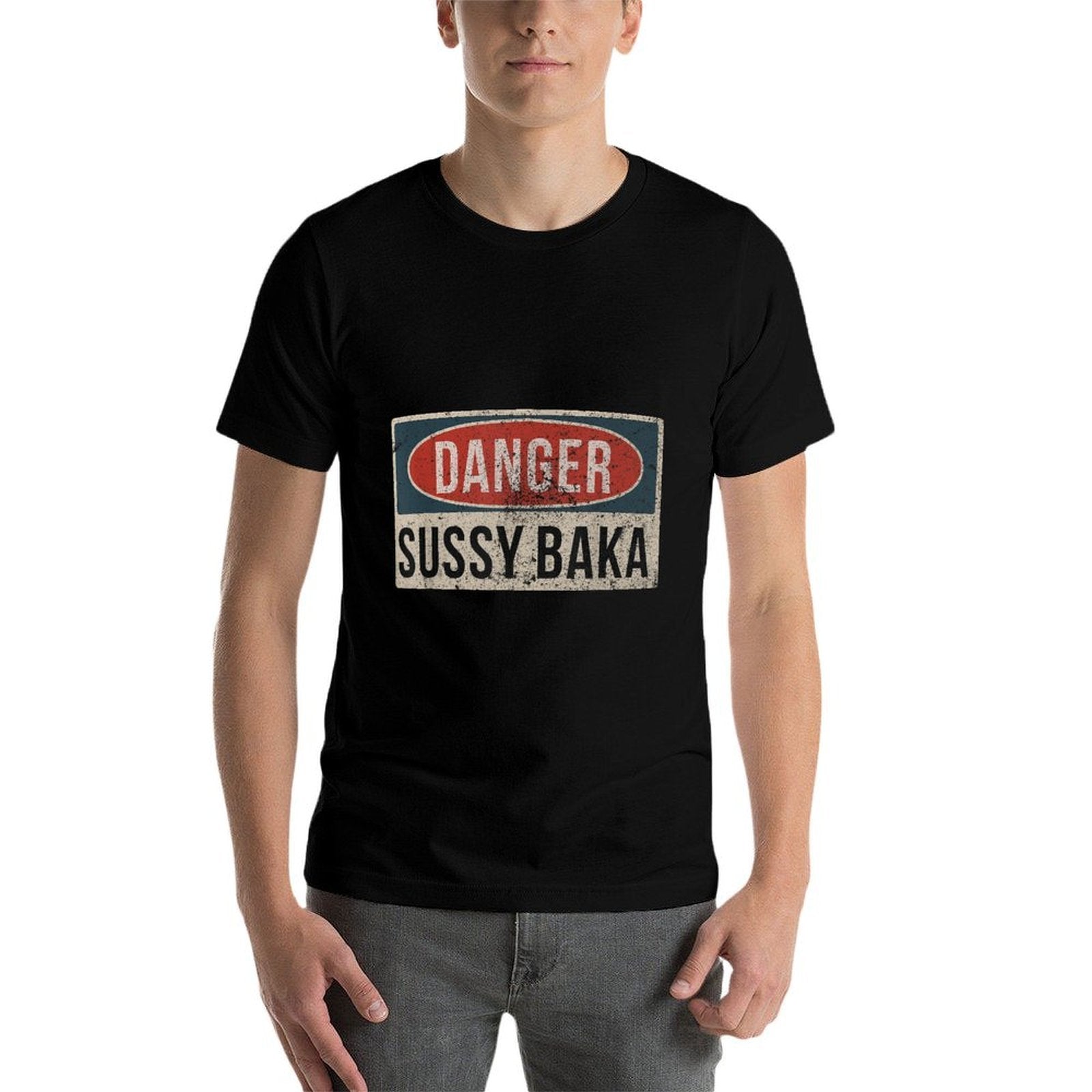 Sussy Baka Danger Sign Funny Gaming Meme  Summer-ready Fabric T-Shirt