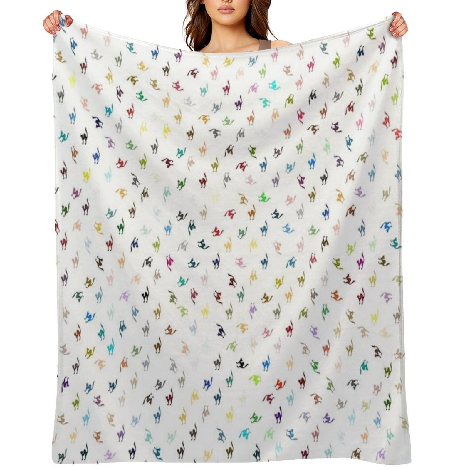 Color Cat Pattern Travel-friendly Throw Blanket