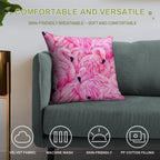 Beauty Pink Flamingo Art Soft Short Plush Fabric Throw Pillow