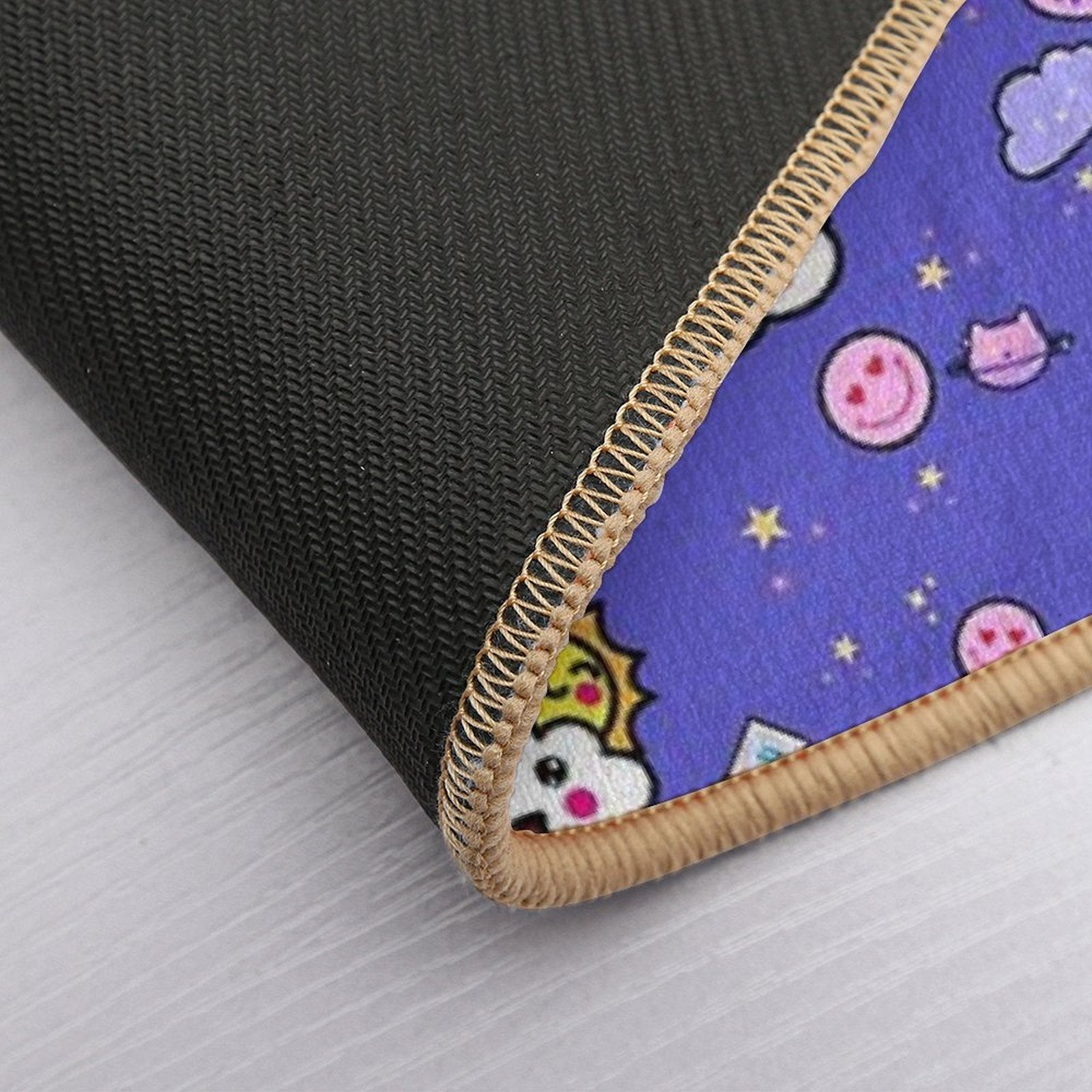 Kawaii Seamless Pattern Bath Mat, Cute Kawaii Retro Graphic  Multi-Purpose Bath Mat