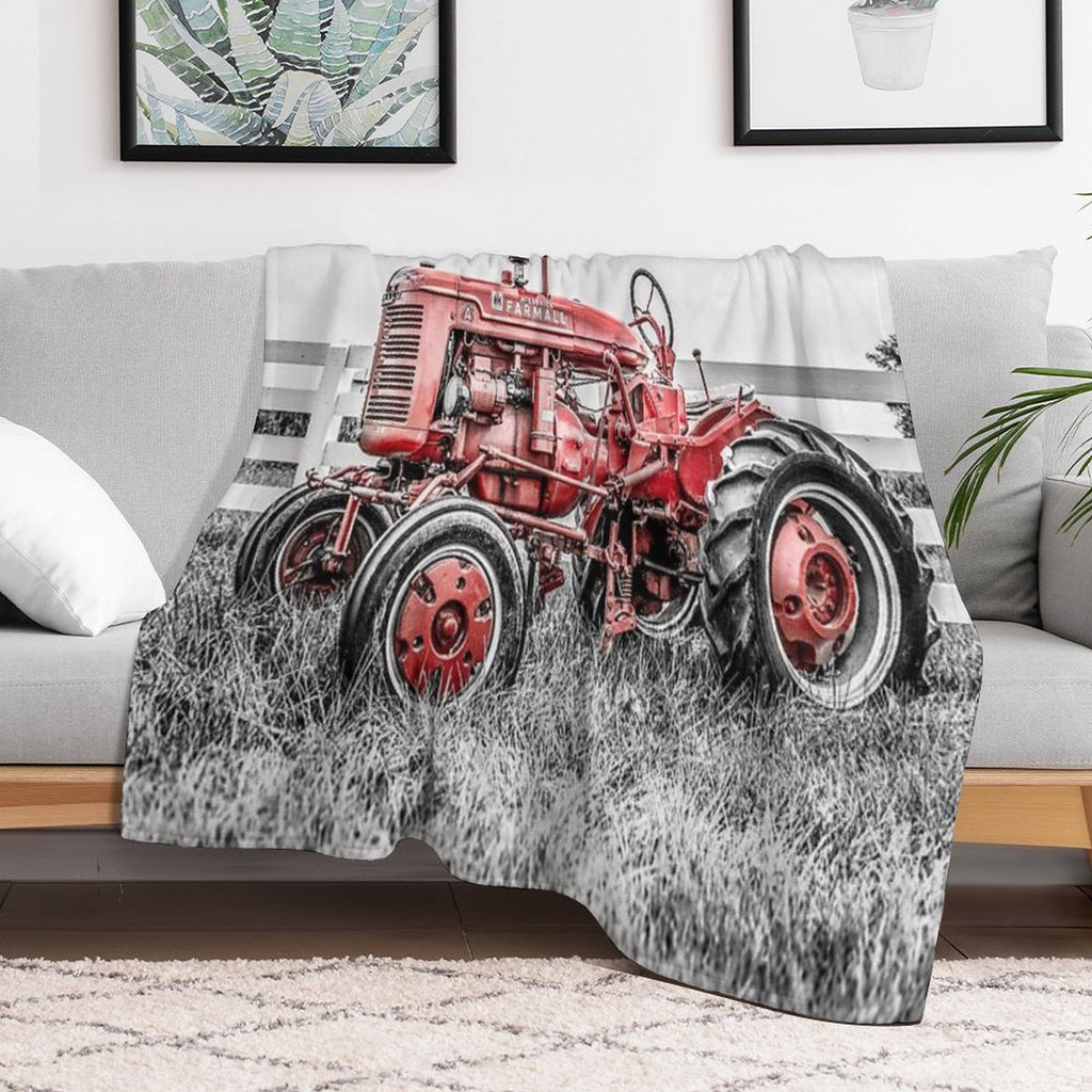 A Tractor Color Isolation Multi-functional Throw Blanket