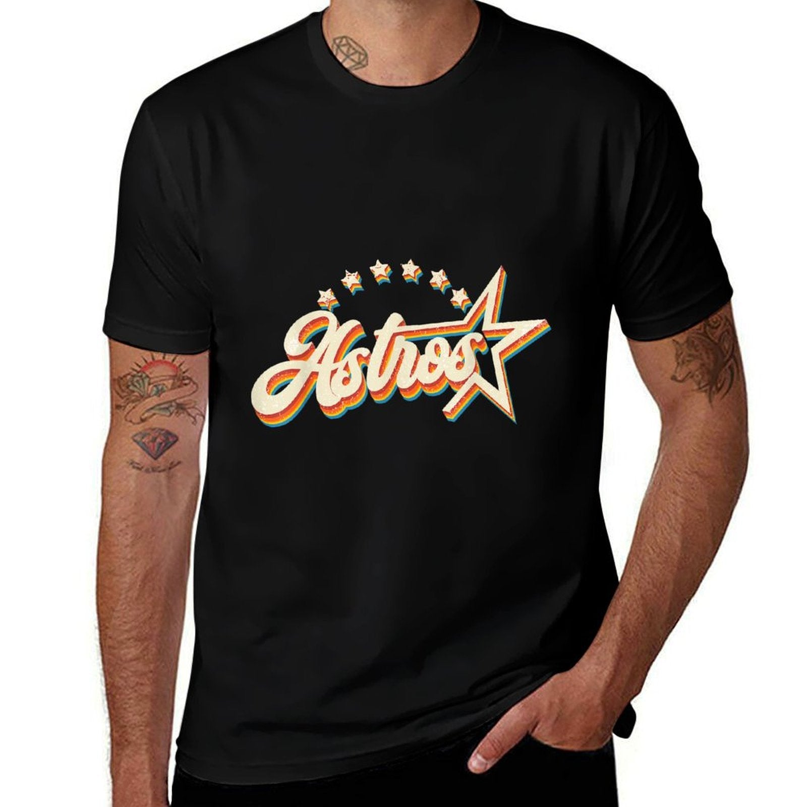 Astros Name Personalized Vintage Retro Gift for Men Women  Stretchy T-Shirt