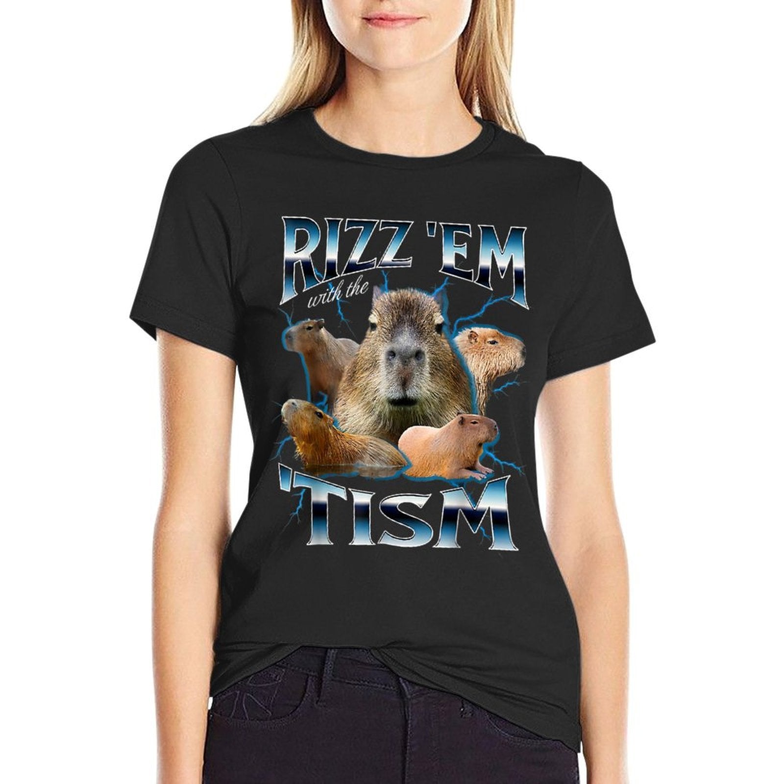 Rizz Em With The Tism Capybara Funny Oddly Dank Meme  Wrinkle-resistant T-Shirt
