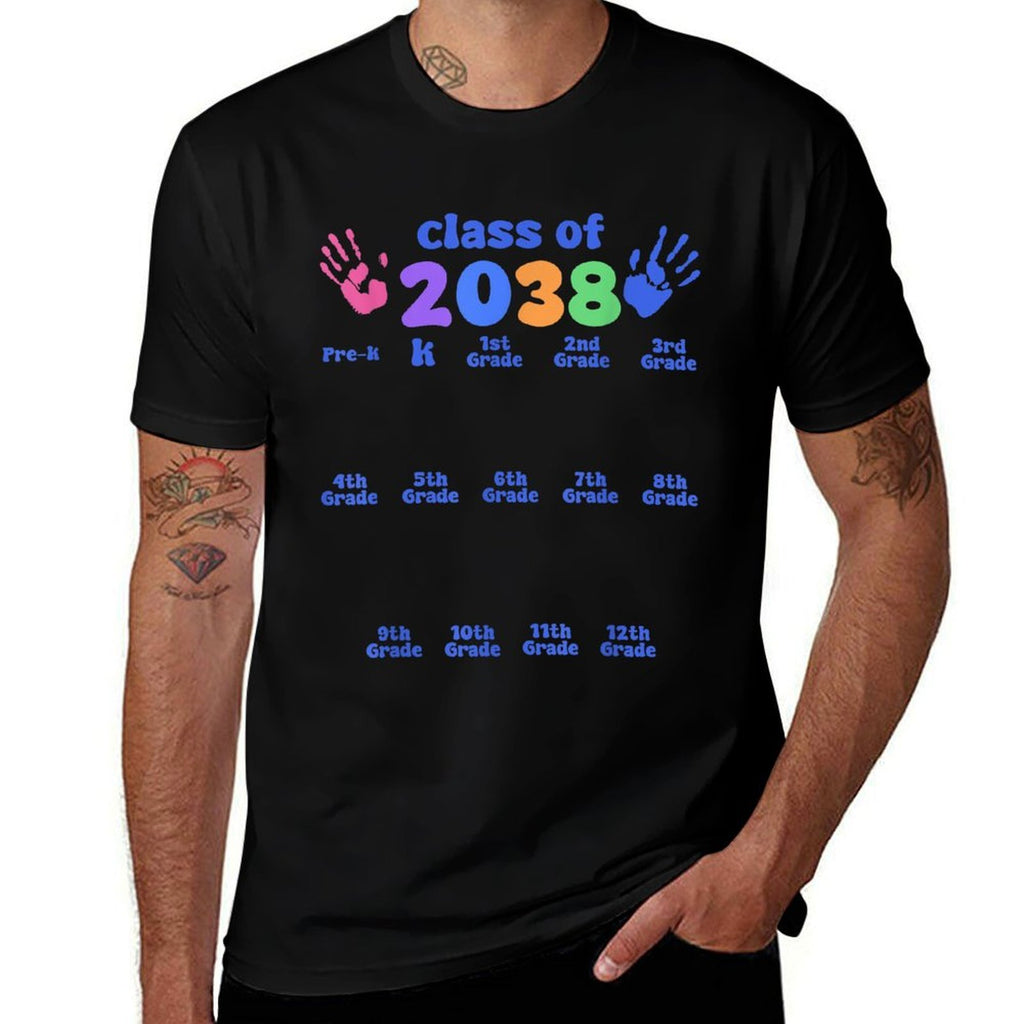 Funny Class of 2038 Grow With Me Handprint Pre-k 12th Grade  Eco-friendly Material T-Shirt