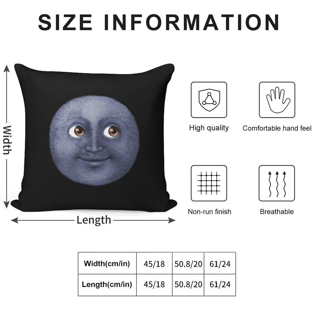Moon Emoji Soft Short Plush Fabric Throw Pillow