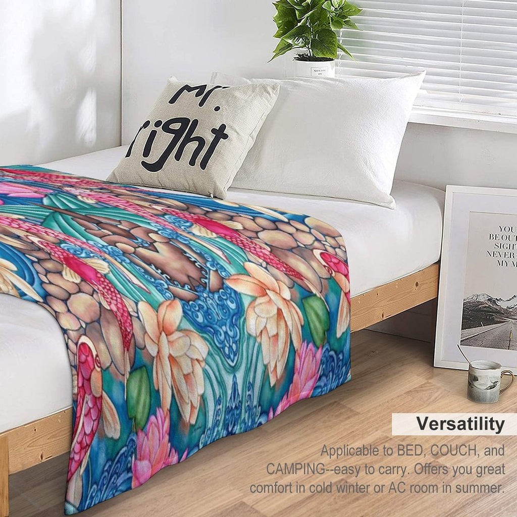 Koi Pond Shrink-resistant Throw Blanket