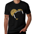 Womens Football Heart Cutout Gold White Team Game Gift  Heathered Texture T-Shirt