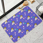Kawaii Seamless Pattern Bath Mat, Cute Kawaii Retro Graphic  Multi-Purpose Bath Mat