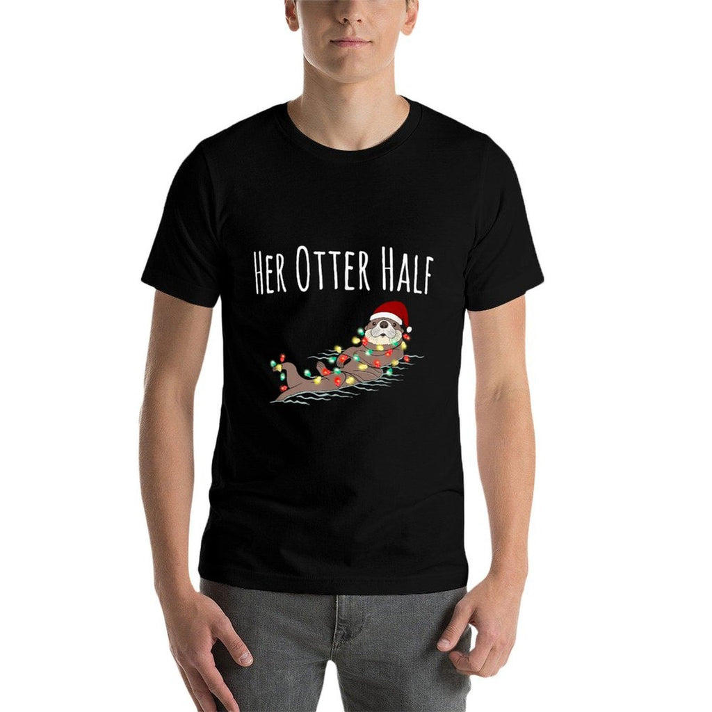 Funny Matching Couple His And Her Otter Half Ugly Christmas  Affordable Price T-Shirt