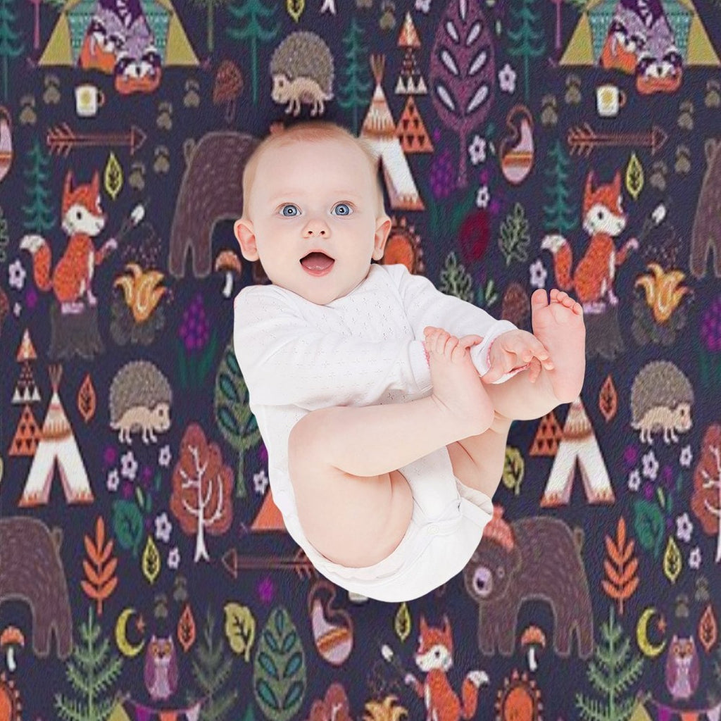 Woodland Animals Campout Plush Throw Blanket