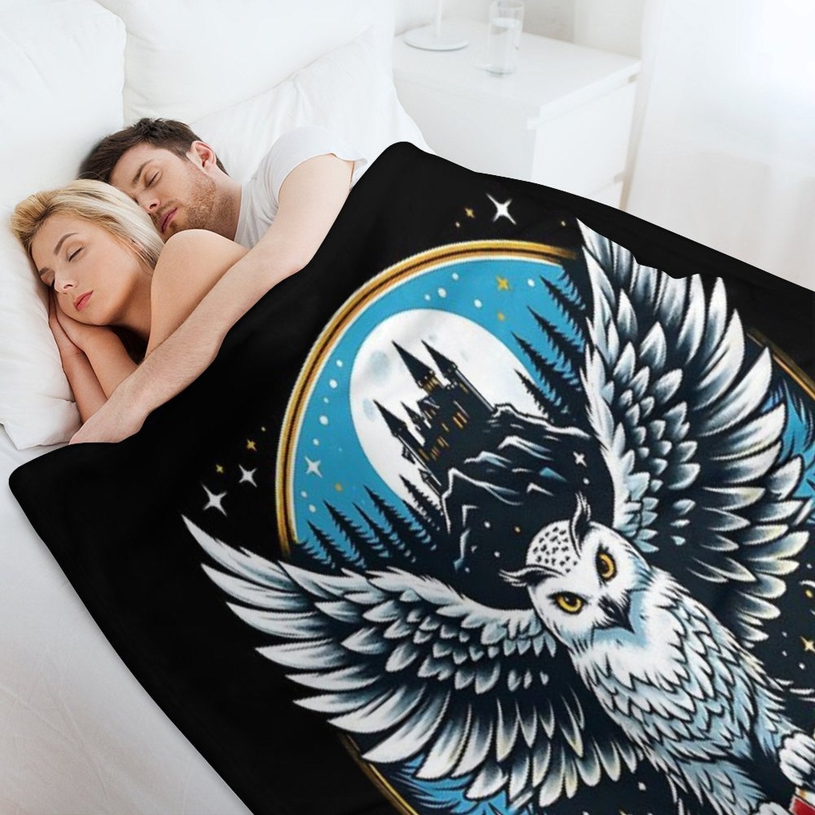 An Owl Messenger in A Mystical Night - Fantasy Gift-ready Throw Blanket
