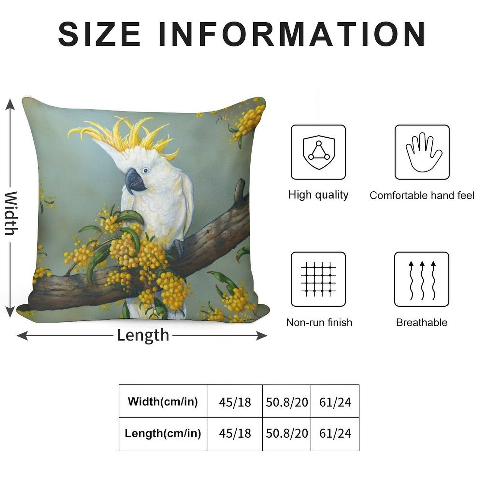 White Cockatoo Soft Ultra-Soft Texture Throw Pillow